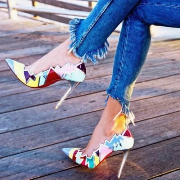 Christian Louboutin Explotek 100 Patent Lavander Multi Heel Pump - Picture 2 of 9